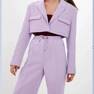 Adidas Women's IVY Park Purple glow Cropped Suit Jacket Size Medium HC8171